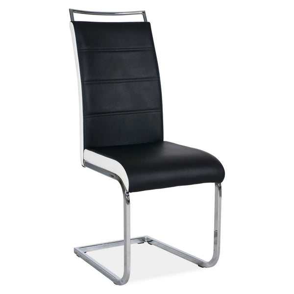 Scaun tapitat H441, negru/alb, piele ecologica/metal, 41X42X102 cm
