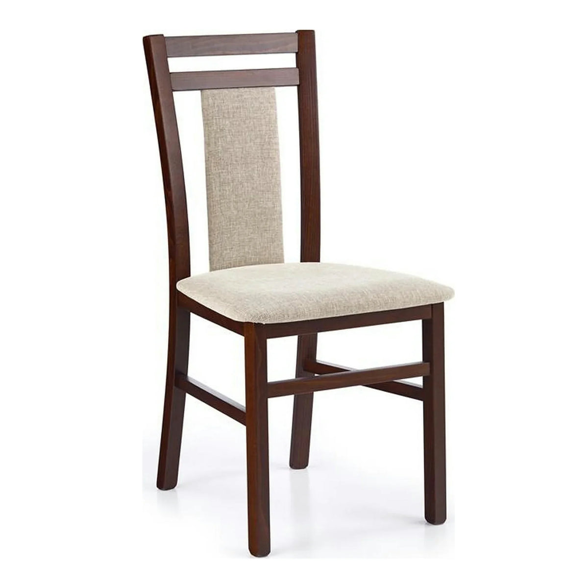 Scaun tapitat HUBERT 8, bej/nuc, stofa clasica/lemn, 45x51x90 cm