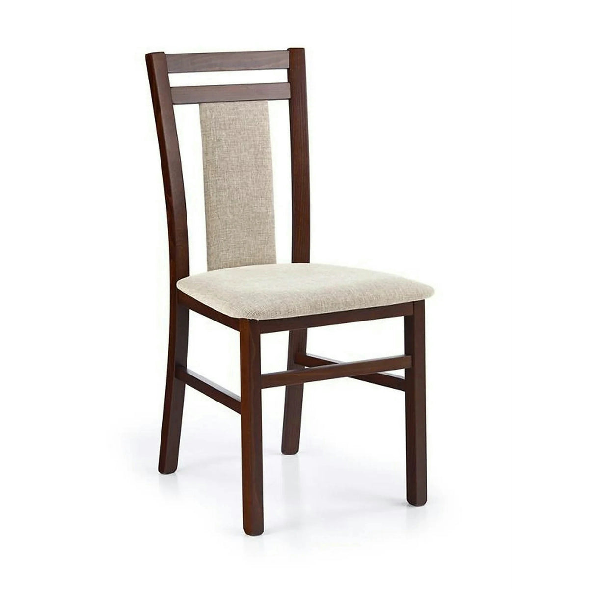 Scaun tapitat HUBERT 8, bej/nuc, stofa clasica/lemn, 45x51x90 cm