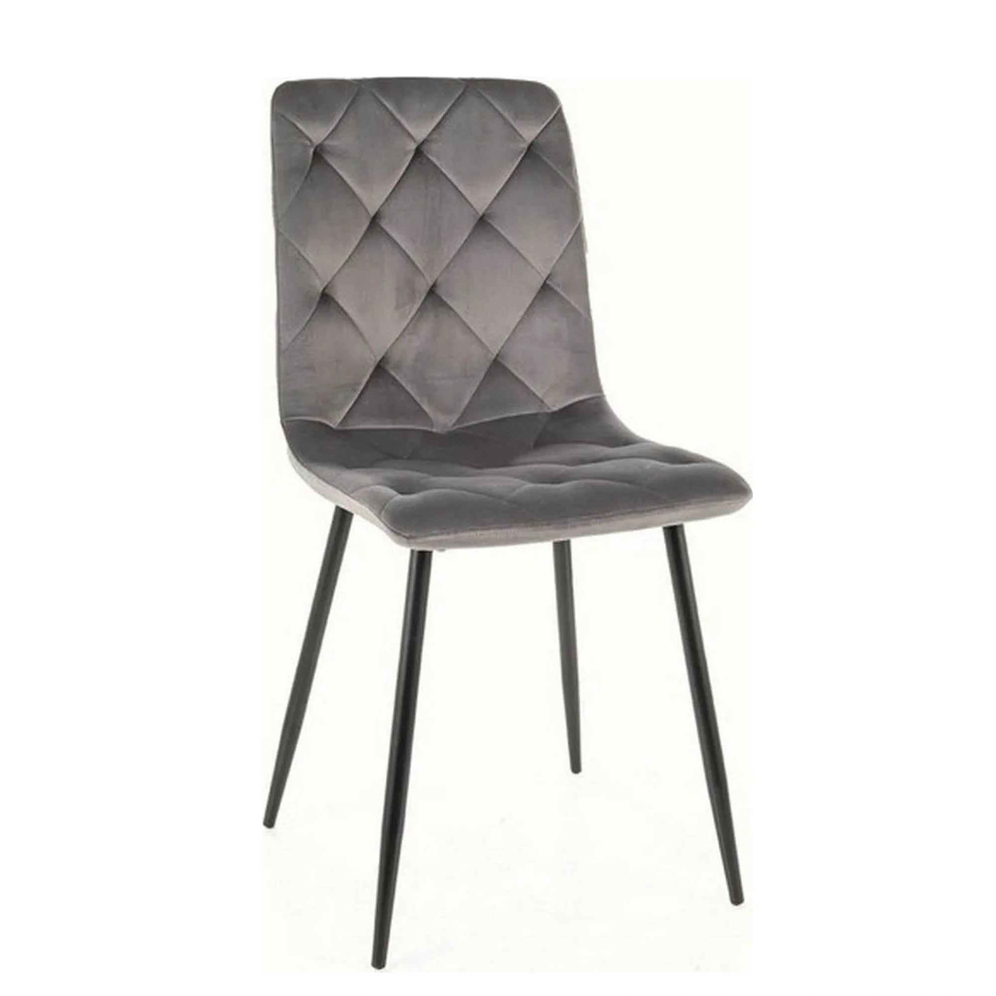 Scaun tapitat JERRY, gri/negru, stofa catifelata/metal, 45x39x91 cm