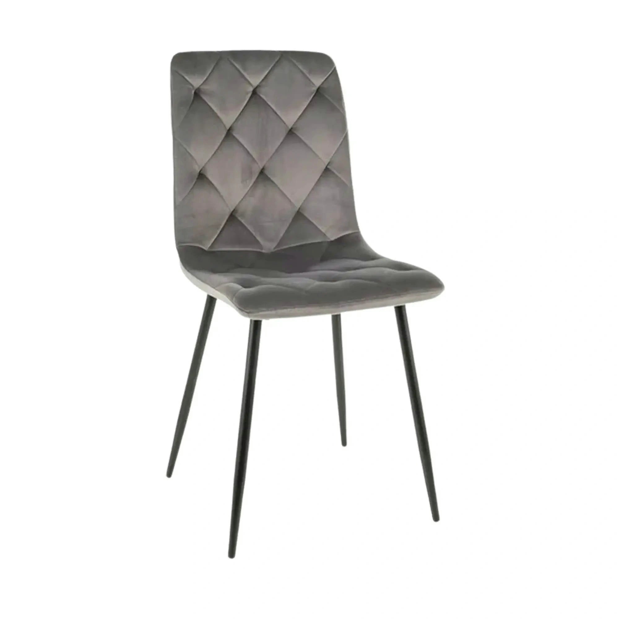 Scaun tapitat JERRY, gri/negru, stofa catifelata/metal, 45x39x91 cm