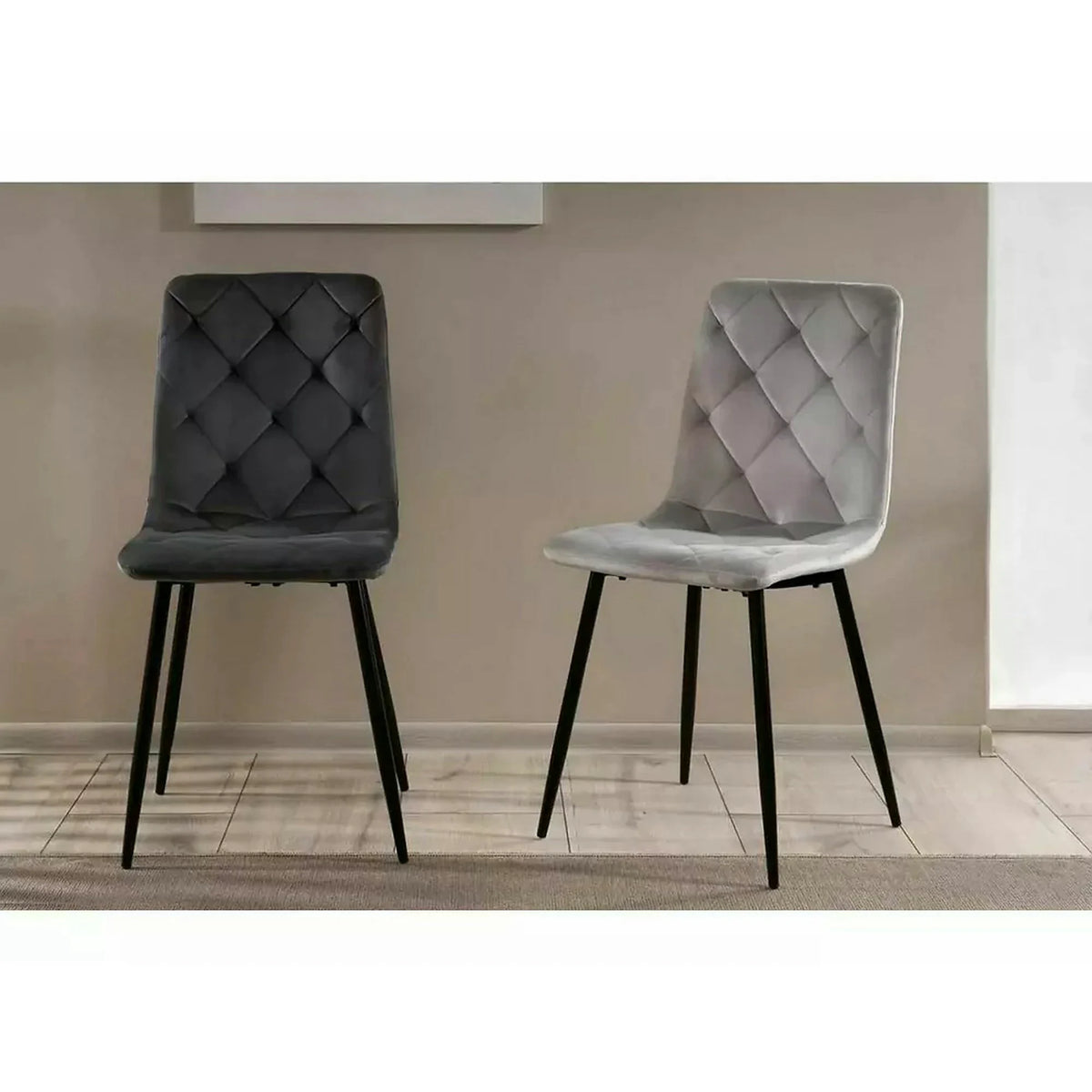 Scaun tapitat JERRY, negru, stofa catifelata/metal, 45x39x91 cm