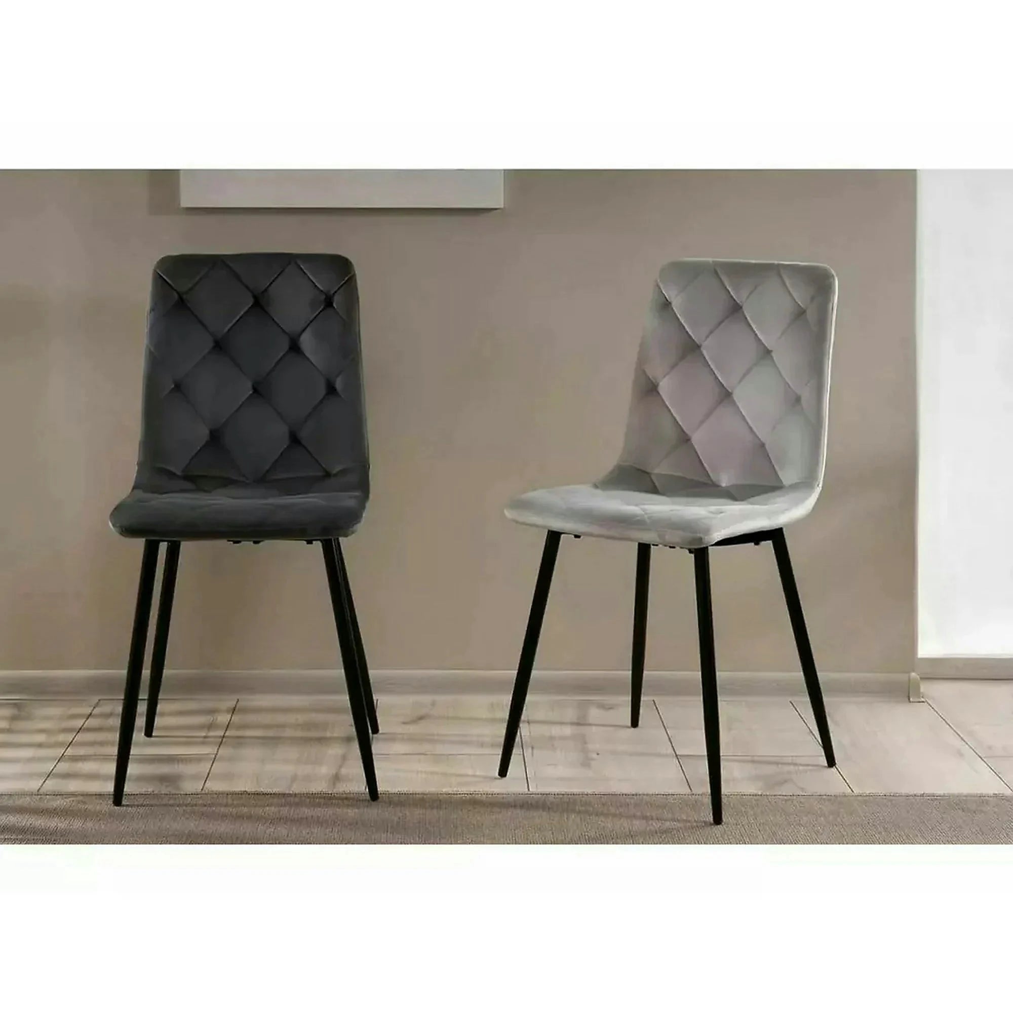 Scaun tapitat JERRY, negru, stofa catifelata/metal, 45x39x91 cm