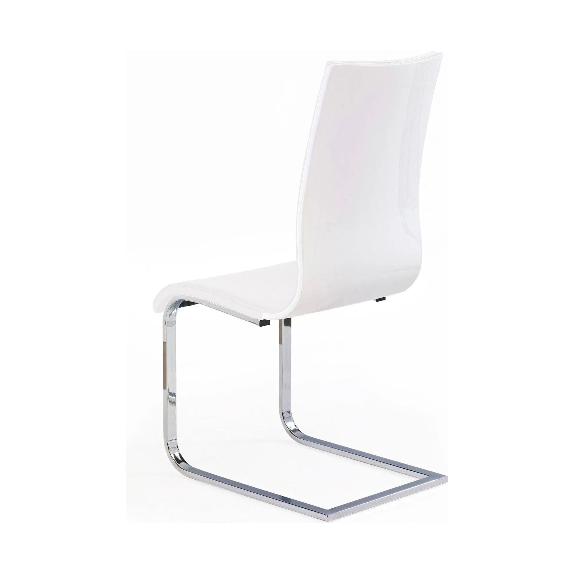 Scaun tapitat K104, alb/crom, piele ecologica/metal, 42X58X99 CM