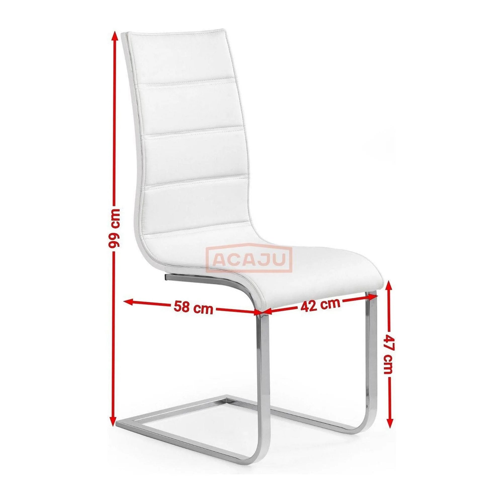 Scaun tapitat K104, alb/crom, piele ecologica/metal, 42X58X99 CM