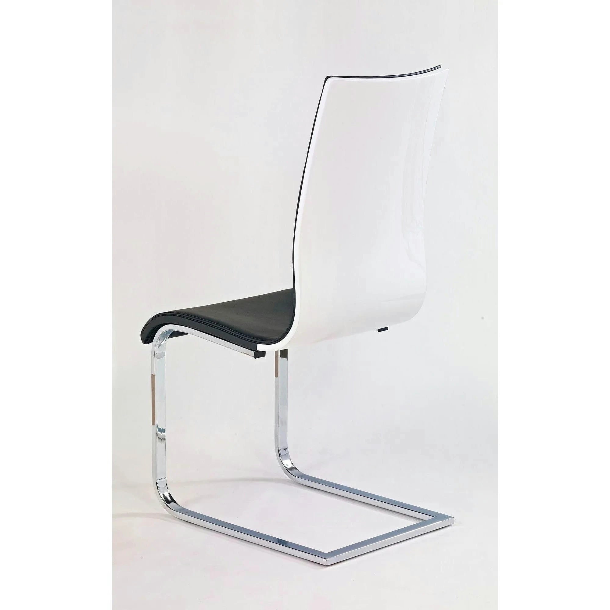Scaun tapitat K104, negru/alb/crom, piele ecologica/metal, 42X58X99 cm