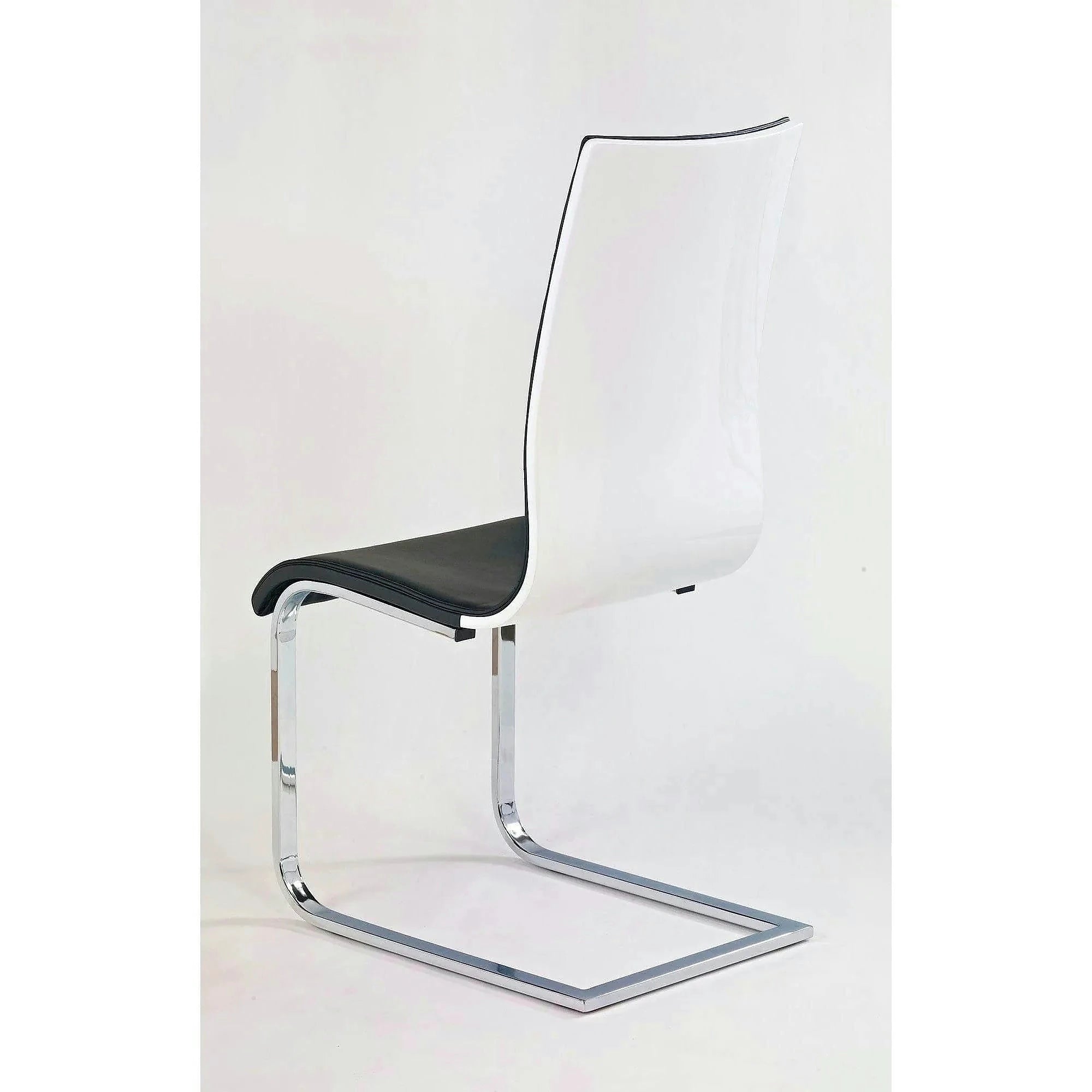 Scaun tapitat K104, negru/alb/crom, piele ecologica/metal, 42X58X99 cm