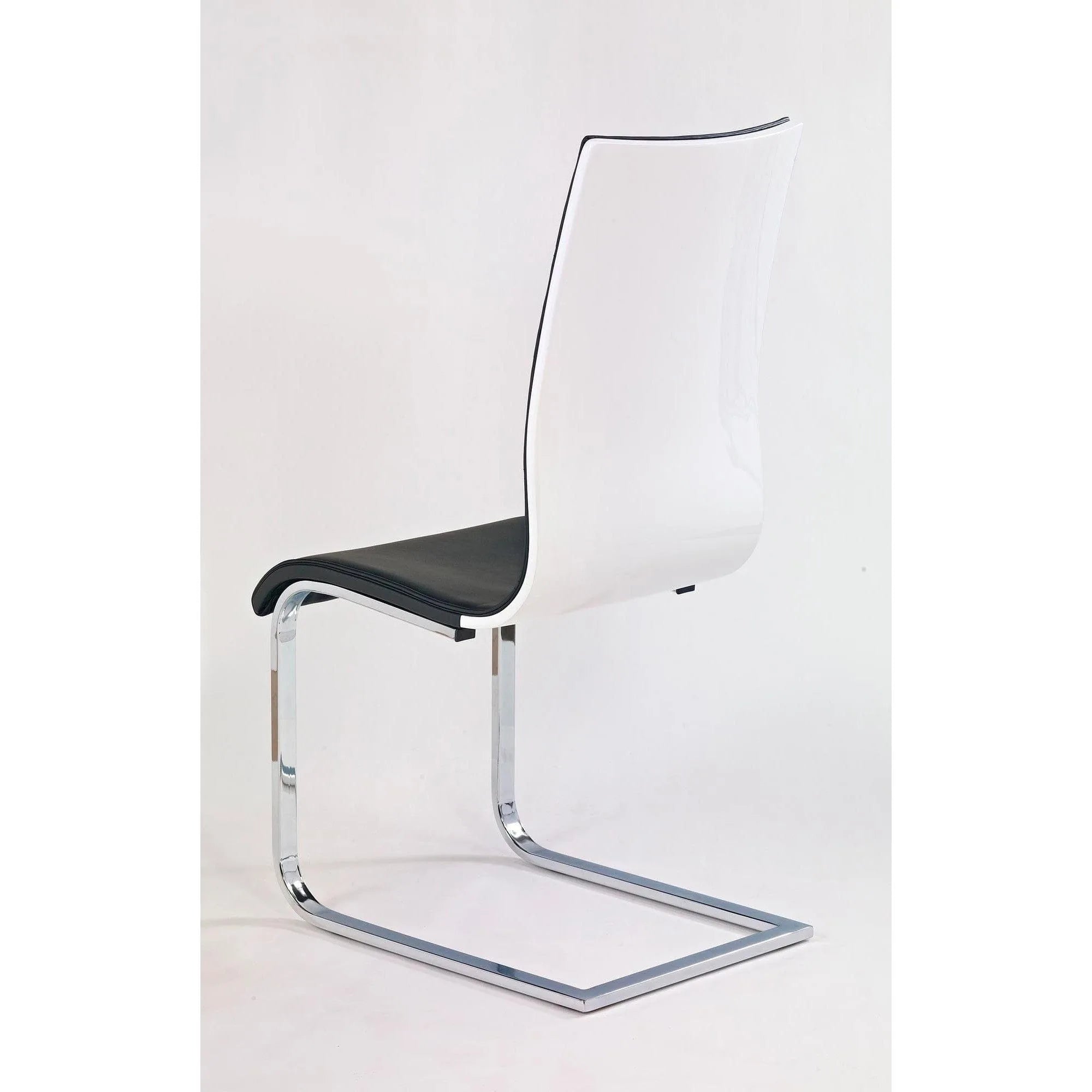 Scaun tapitat K104, negru/alb/crom, piele ecologica/metal, 42X58X99 cm