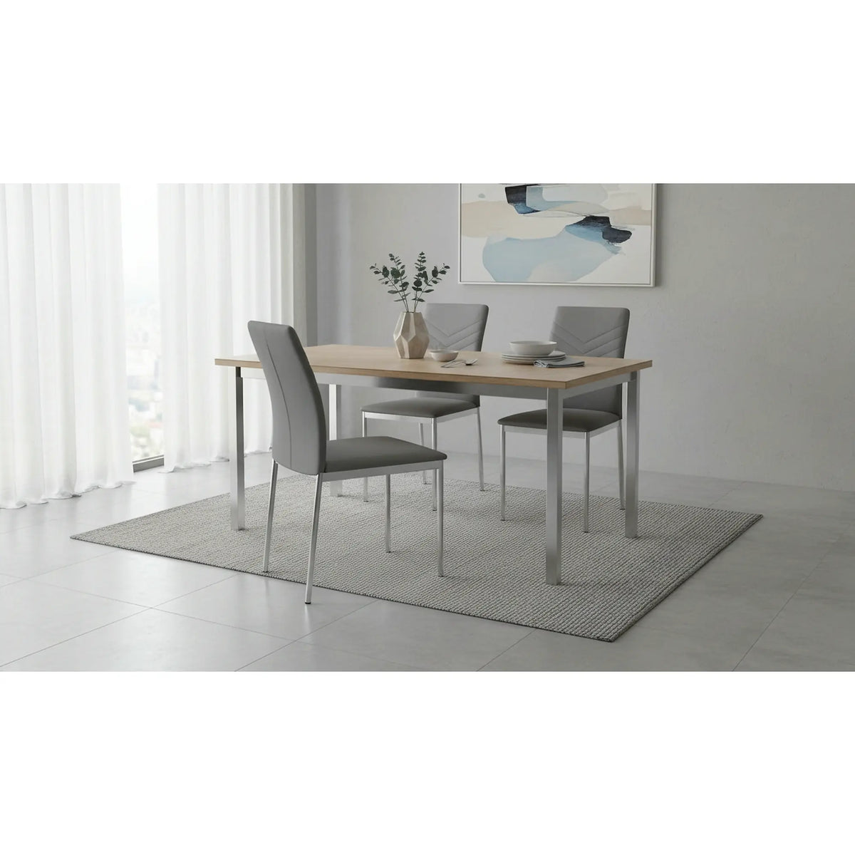 Scaun tapitat K137, gri/crom, piele ecologica/metal, 43X49X92 CM