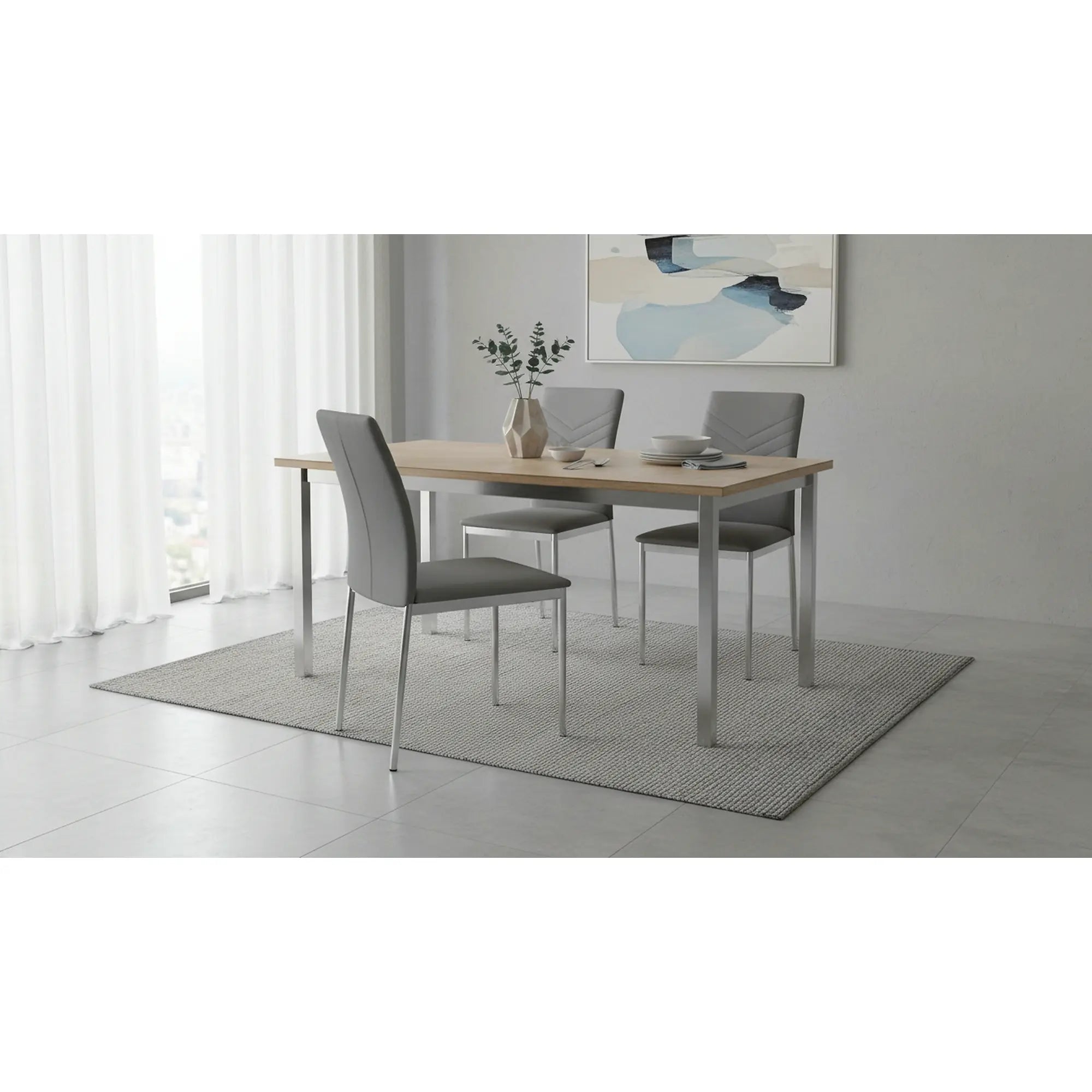 Scaun tapitat K137, gri/crom, piele ecologica/metal, 43X49X92 CM