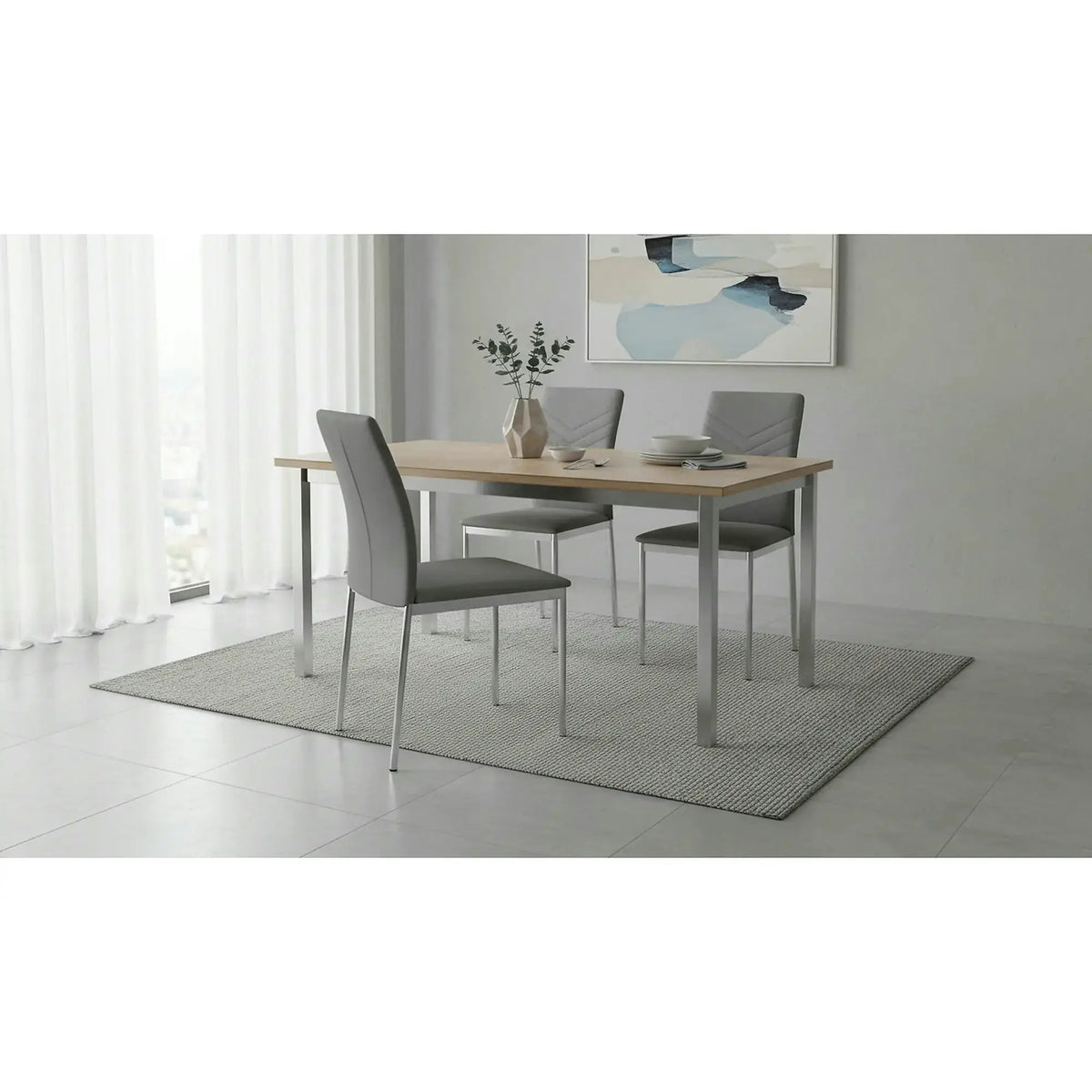 Scaun tapitat K137, gri/crom, piele ecologica/metal, 43X49X92 CM