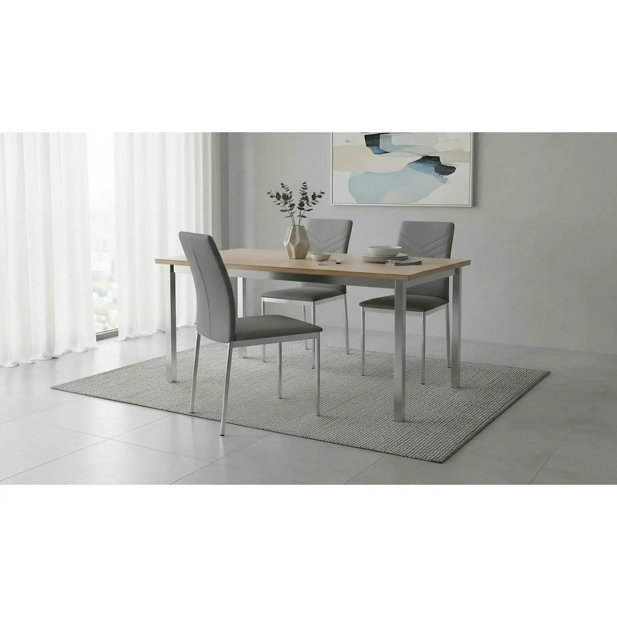 Scaun tapitat K137, gri/crom, piele ecologica/metal, 43X49X92 CM