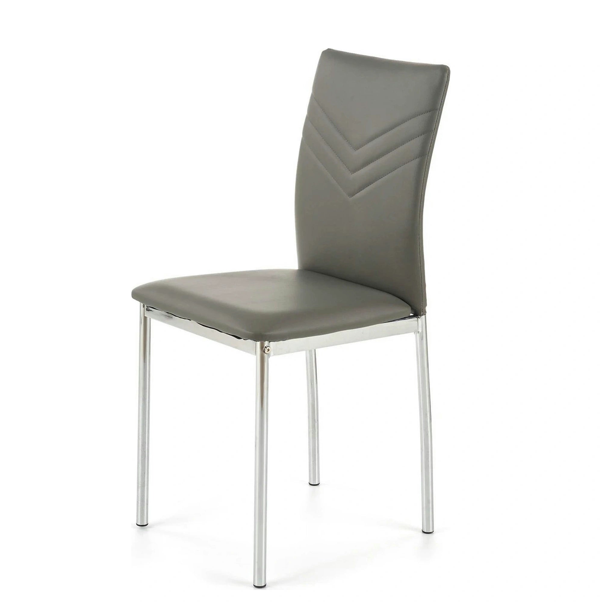 Scaun tapitat K137, gri/crom, piele ecologica/metal, 43X49X92 CM