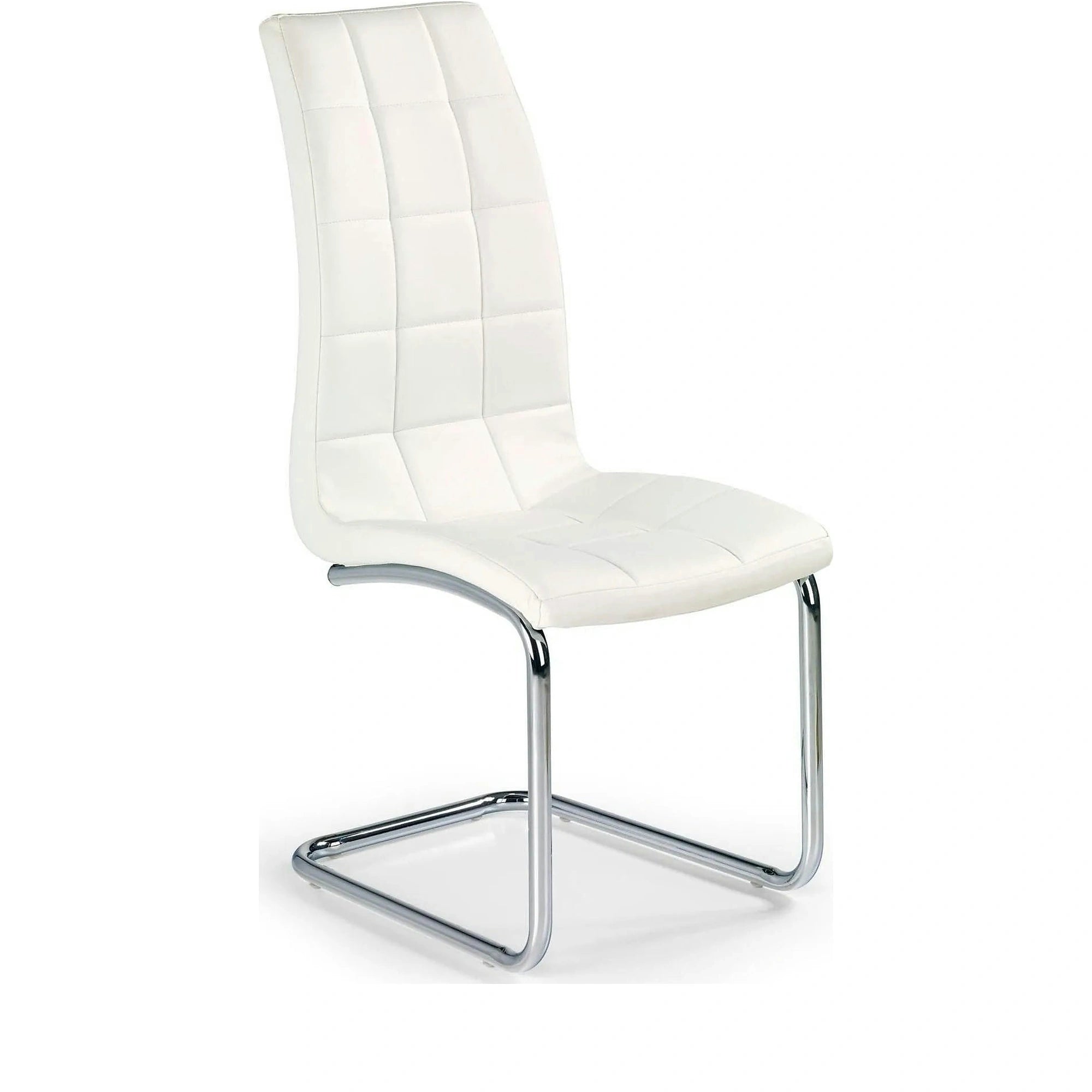 Scaun tapitat K147, alb/crom, piele ecologica/metal, 42X55X101 CM