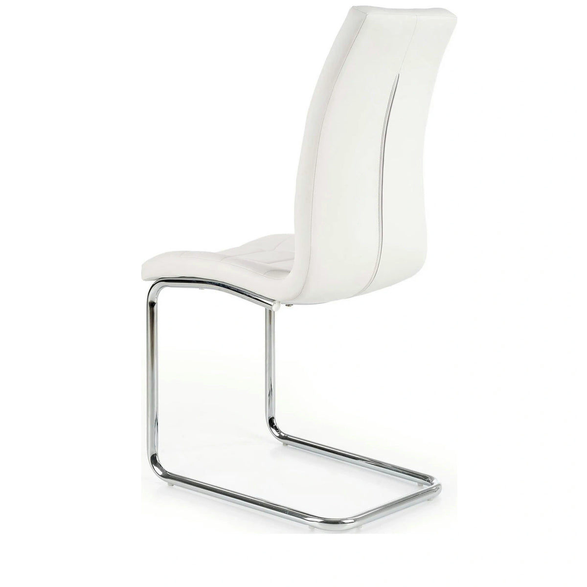Scaun tapitat K147, alb/crom, piele ecologica/metal, 42X55X101 CM