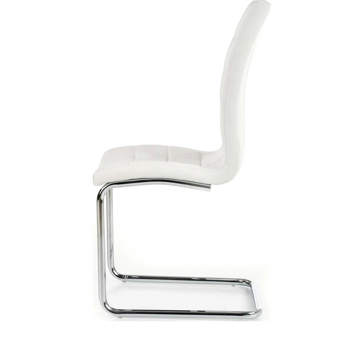 Scaun tapitat K147, alb/crom, piele ecologica/metal, 42X55X101 CM