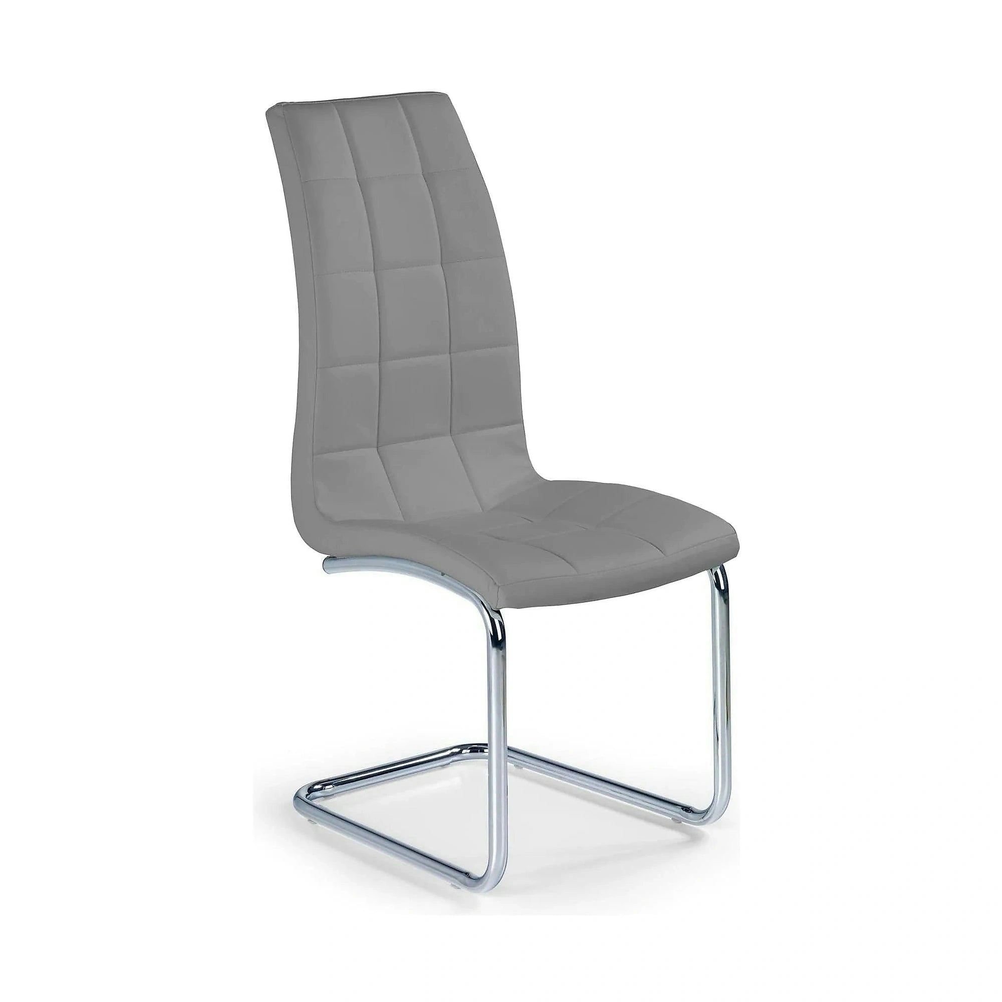 Scaun tapitat K147, gri/crom, piele ecologica/metal, 42X55X101 CM