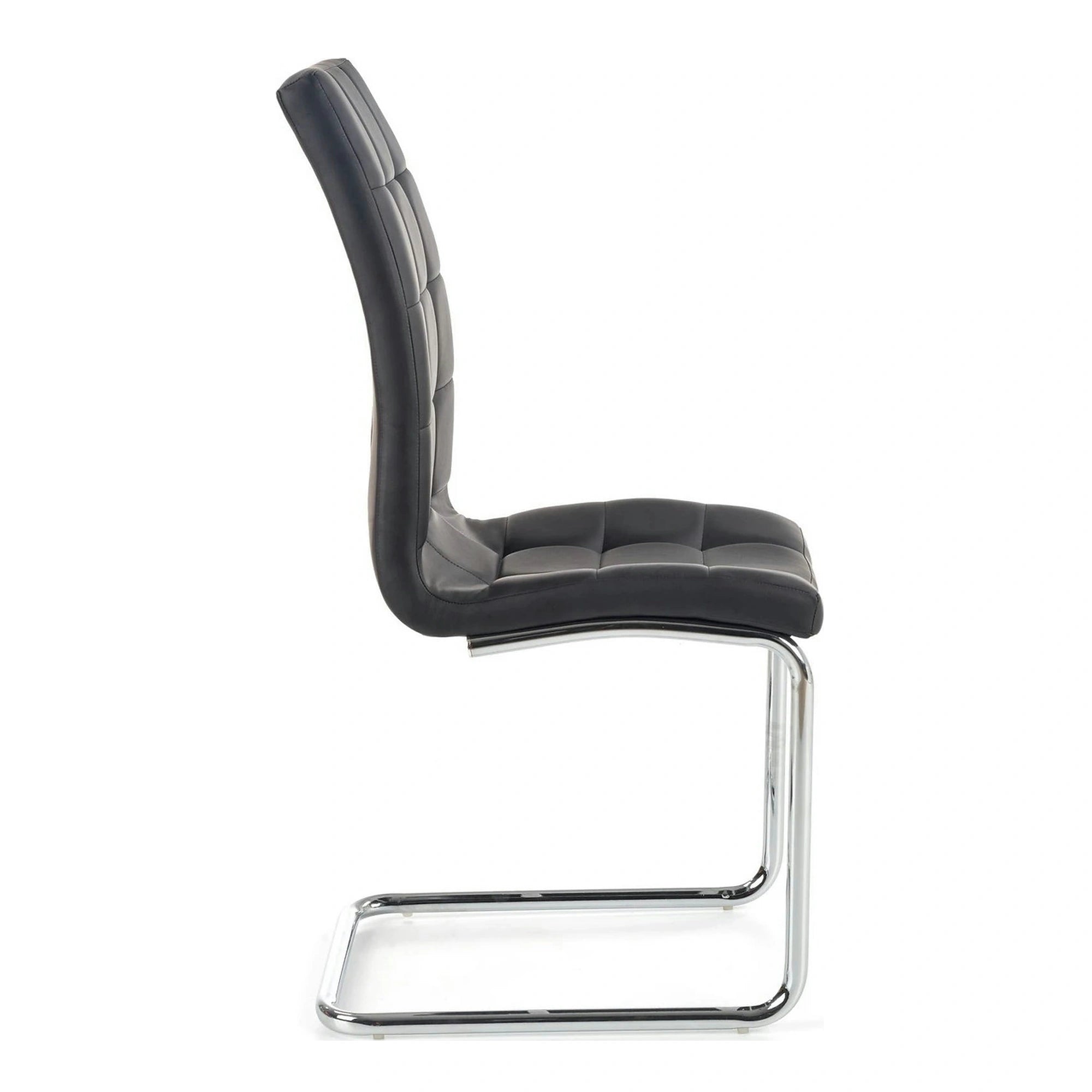 Scaun tapitat K147, negru/crom, piele ecologica/metal, 42X55X101 CM