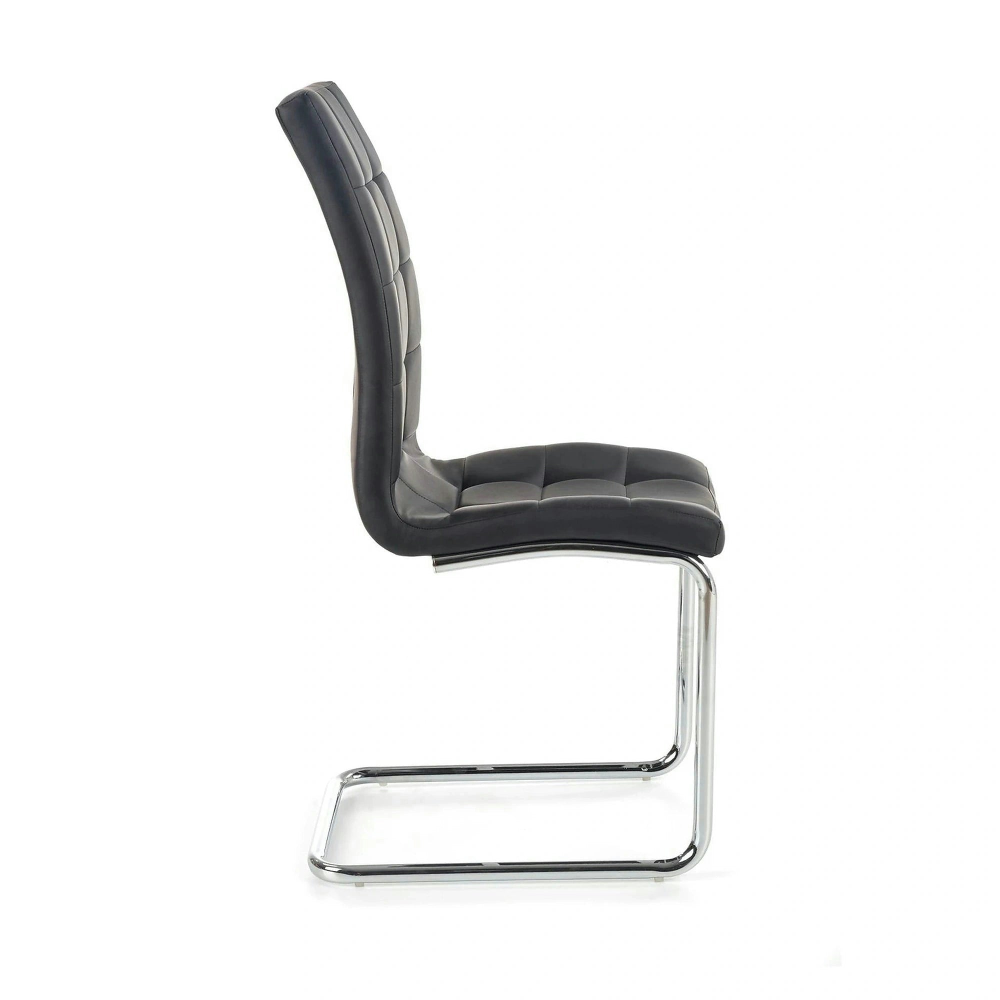 Scaun tapitat K147, negru/crom, piele ecologica/metal, 42X55X101 CM