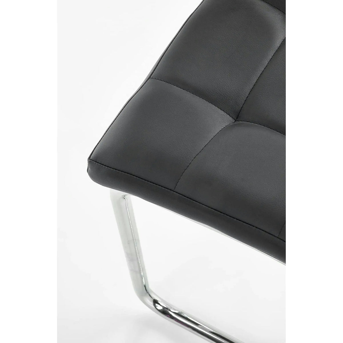 Scaun tapitat K147, negru/crom, piele ecologica/metal, 42X55X101 CM
