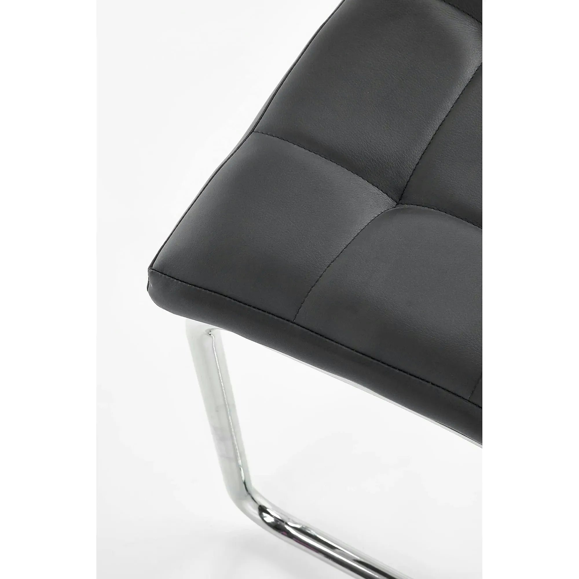 Scaun tapitat K147, negru/crom, piele ecologica/metal, 42X55X101 CM