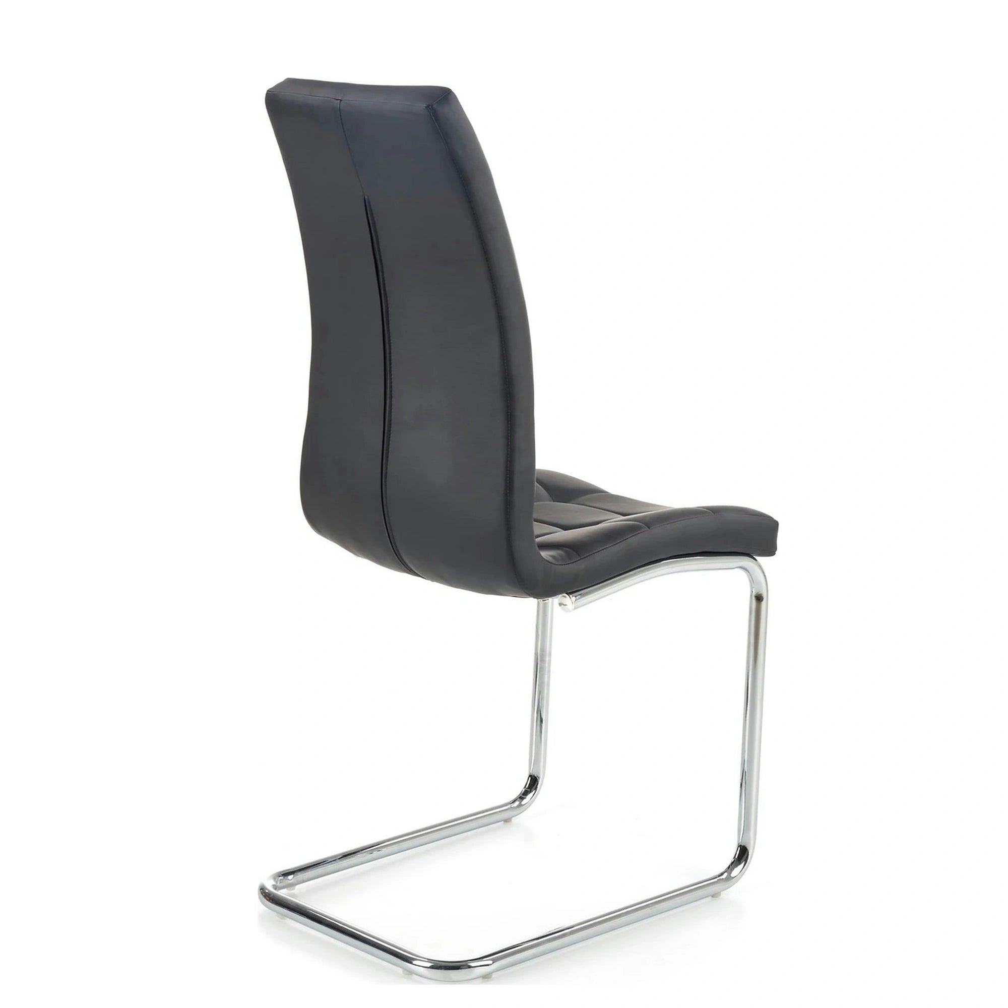 Scaun tapitat K147, negru/crom, piele ecologica/metal, 42X55X101 CM