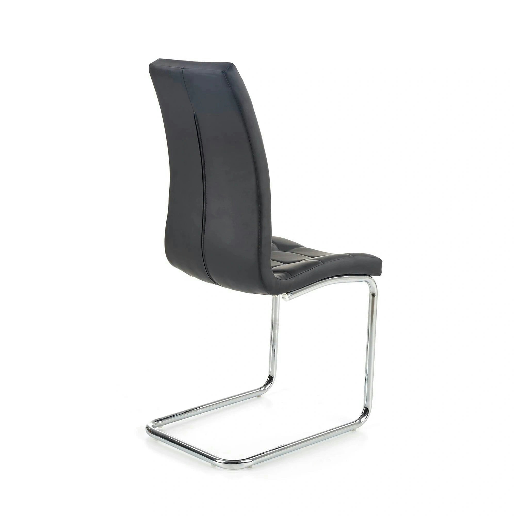 Scaun tapitat K147, negru/crom, piele ecologica/metal, 42X55X101 CM