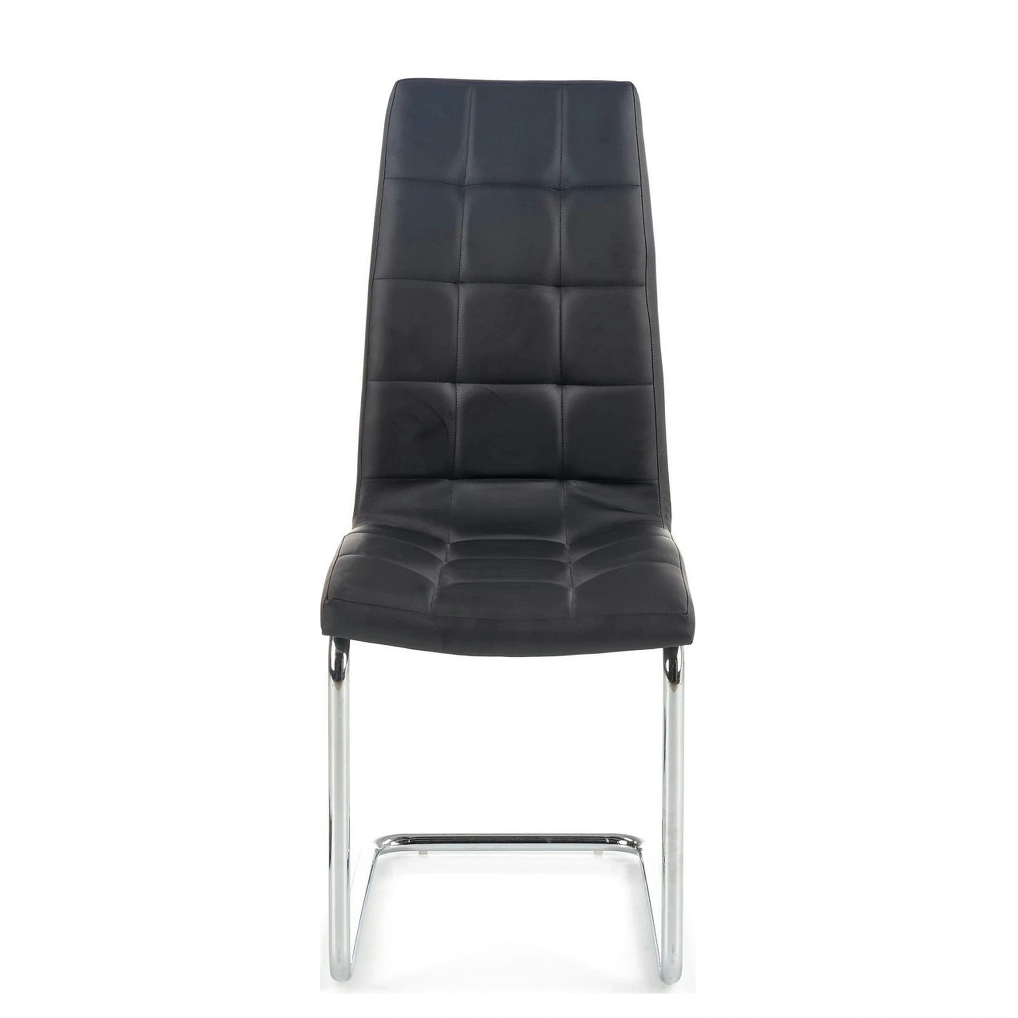 Scaun tapitat K147, negru/crom, piele ecologica/metal, 42X55X101 CM