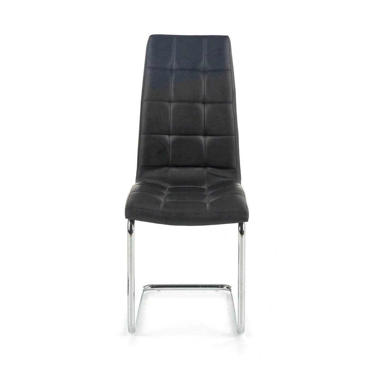 Scaun tapitat K147, negru/crom, piele ecologica/metal, 42X55X101 CM