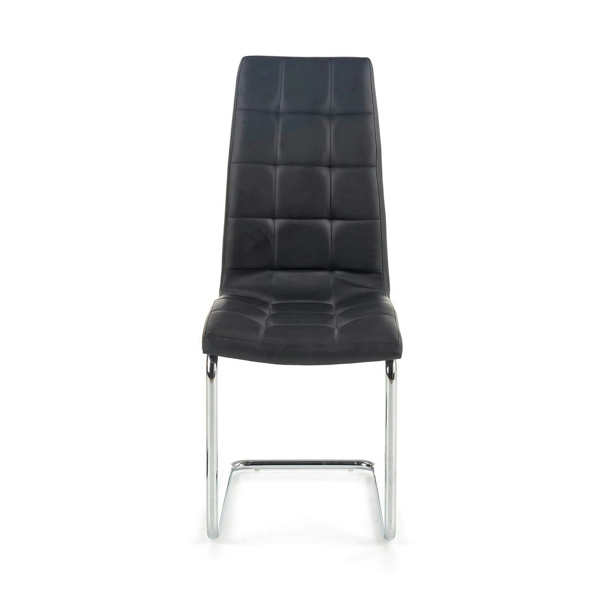 Scaun tapitat K147, negru/crom, piele ecologica/metal, 42X55X101 CM