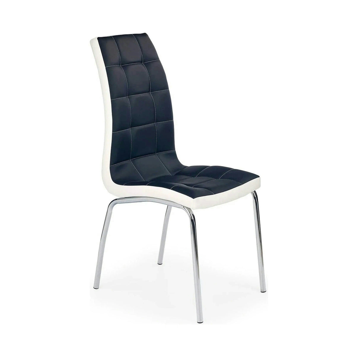 Scaun tapitat K186, negru/alb/crom, piele ecologica/metal, 42X63X100 CM