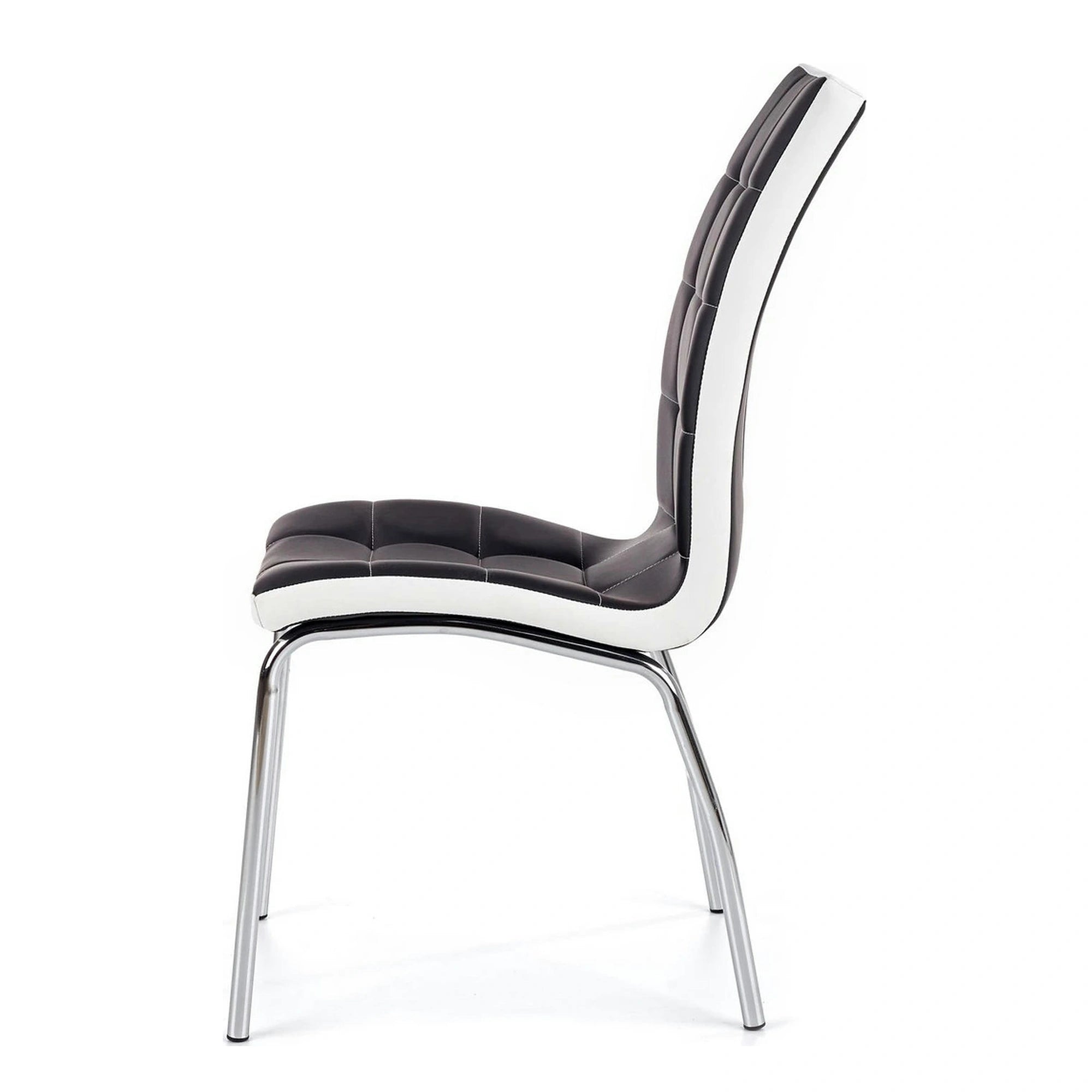 Scaun tapitat K186, negru/alb/crom, piele ecologica/metal, 42X63X100 CM