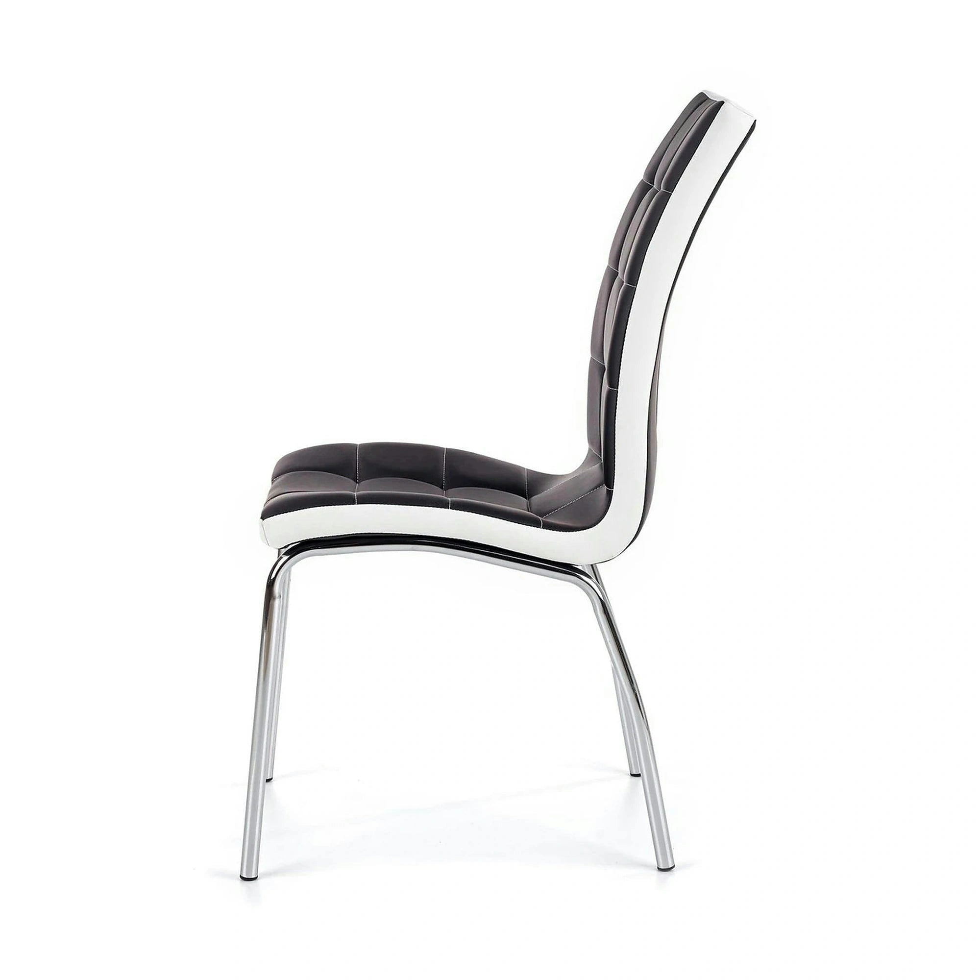 Scaun tapitat K186, negru/alb/crom, piele ecologica/metal, 42X63X100 CM