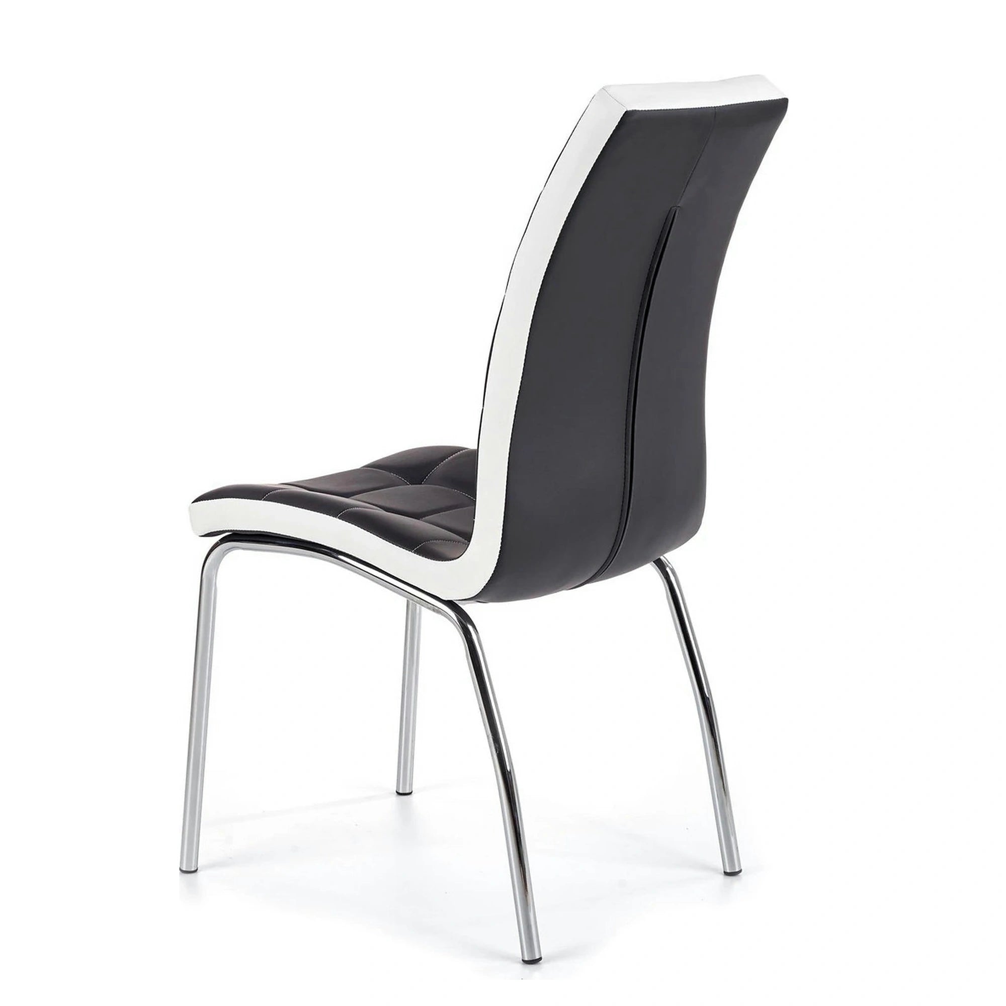 Scaun tapitat K186, negru/alb/crom, piele ecologica/metal, 42X63X100 CM