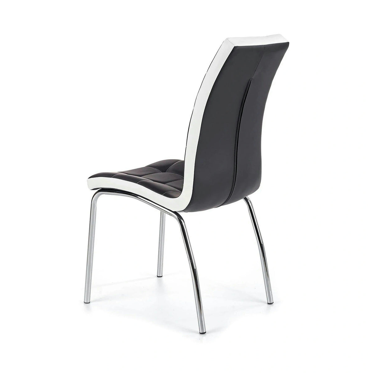 Scaun tapitat K186, negru/alb/crom, piele ecologica/metal, 42X63X100 CM