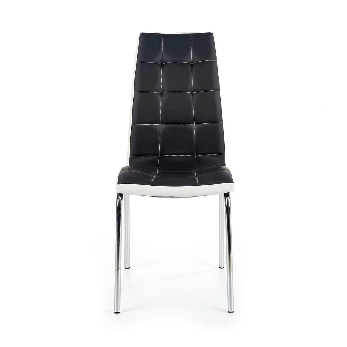 Scaun tapitat K186, negru/alb/crom, piele ecologica/metal, 42X63X100 CM