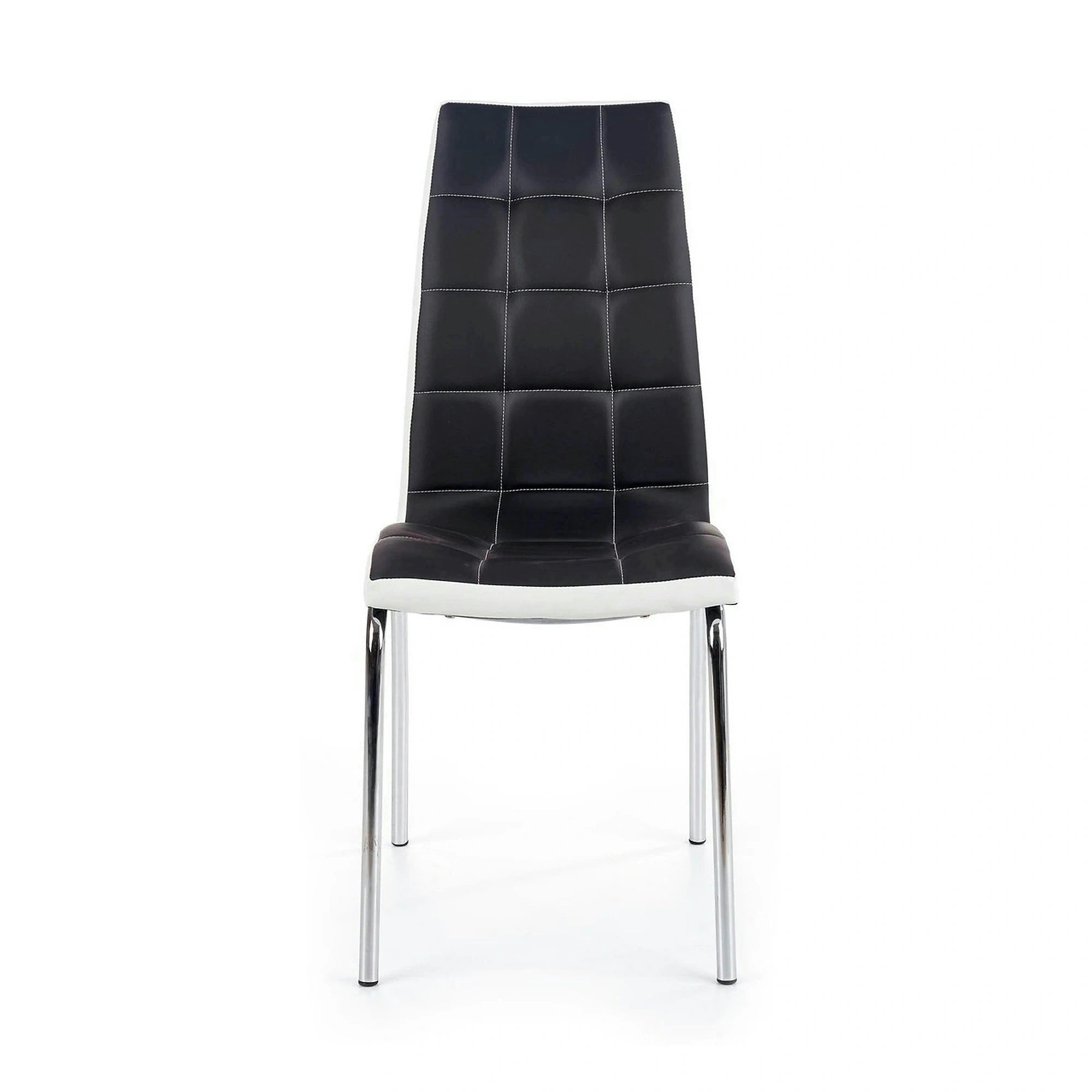 Scaun tapitat K186, negru/alb/crom, piele ecologica/metal, 42X63X100 CM