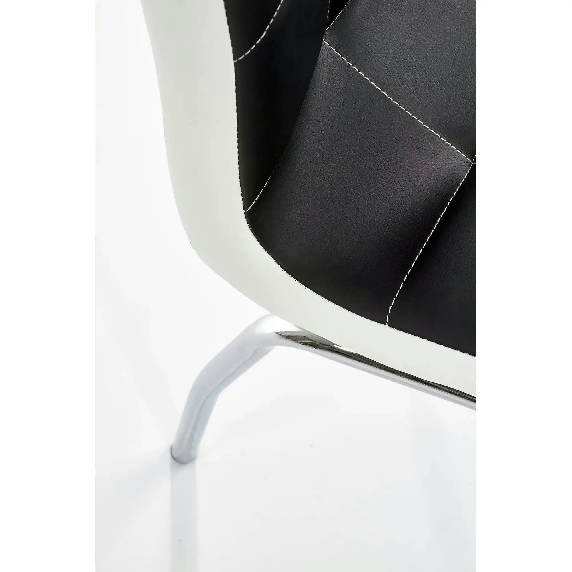 Scaun tapitat K186, negru/alb/crom, piele ecologica/metal, 42X63X100 CM