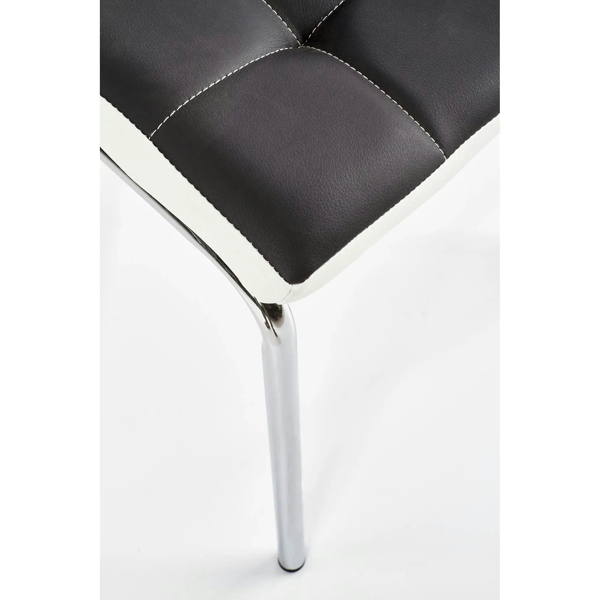 Scaun tapitat K186, negru/alb/crom, piele ecologica/metal, 42X63X100 CM