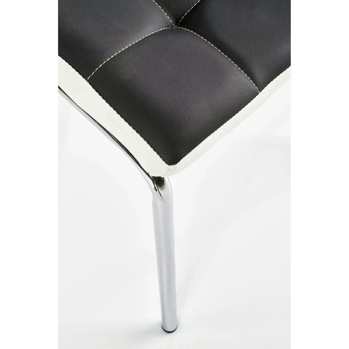 Scaun tapitat K186, negru/alb/crom, piele ecologica/metal, 42X63X100 CM