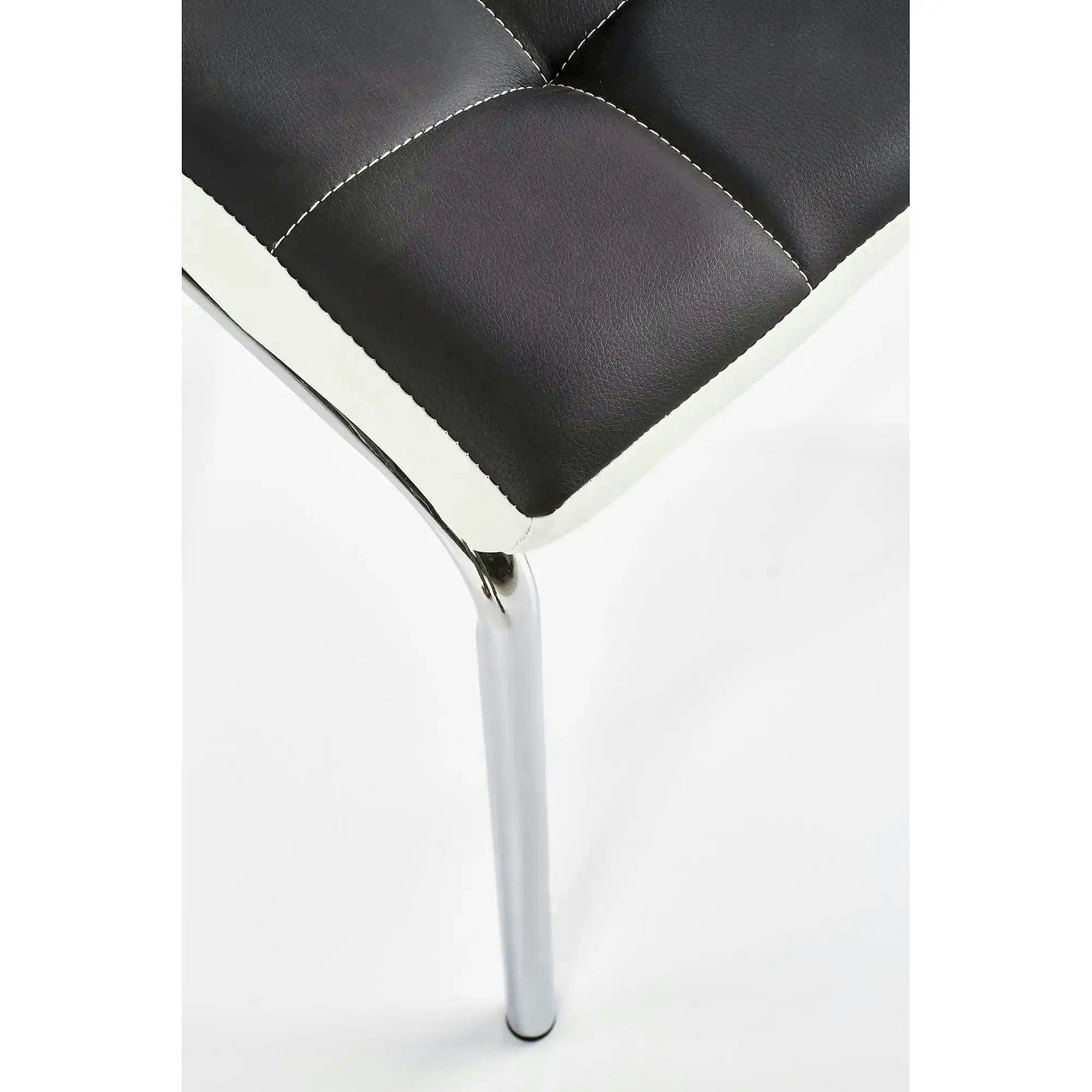 Scaun tapitat K186, negru/alb/crom, piele ecologica/metal, 42X63X100 CM