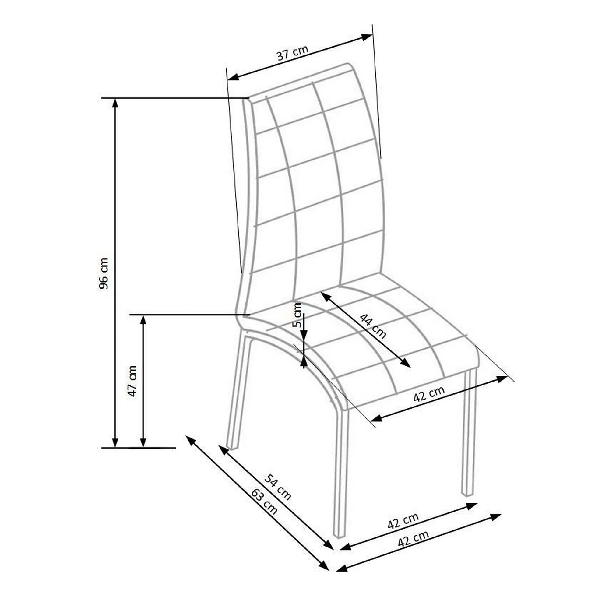 Scaun tapitat K186, negru/alb/crom, piele ecologica/metal, 42X63X100 CM
