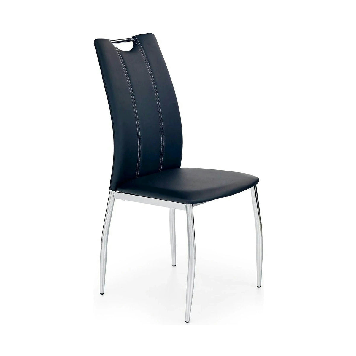 Scaun tapitat K187, negru/crom, piele ecologica/metal,  46x56x97 cm