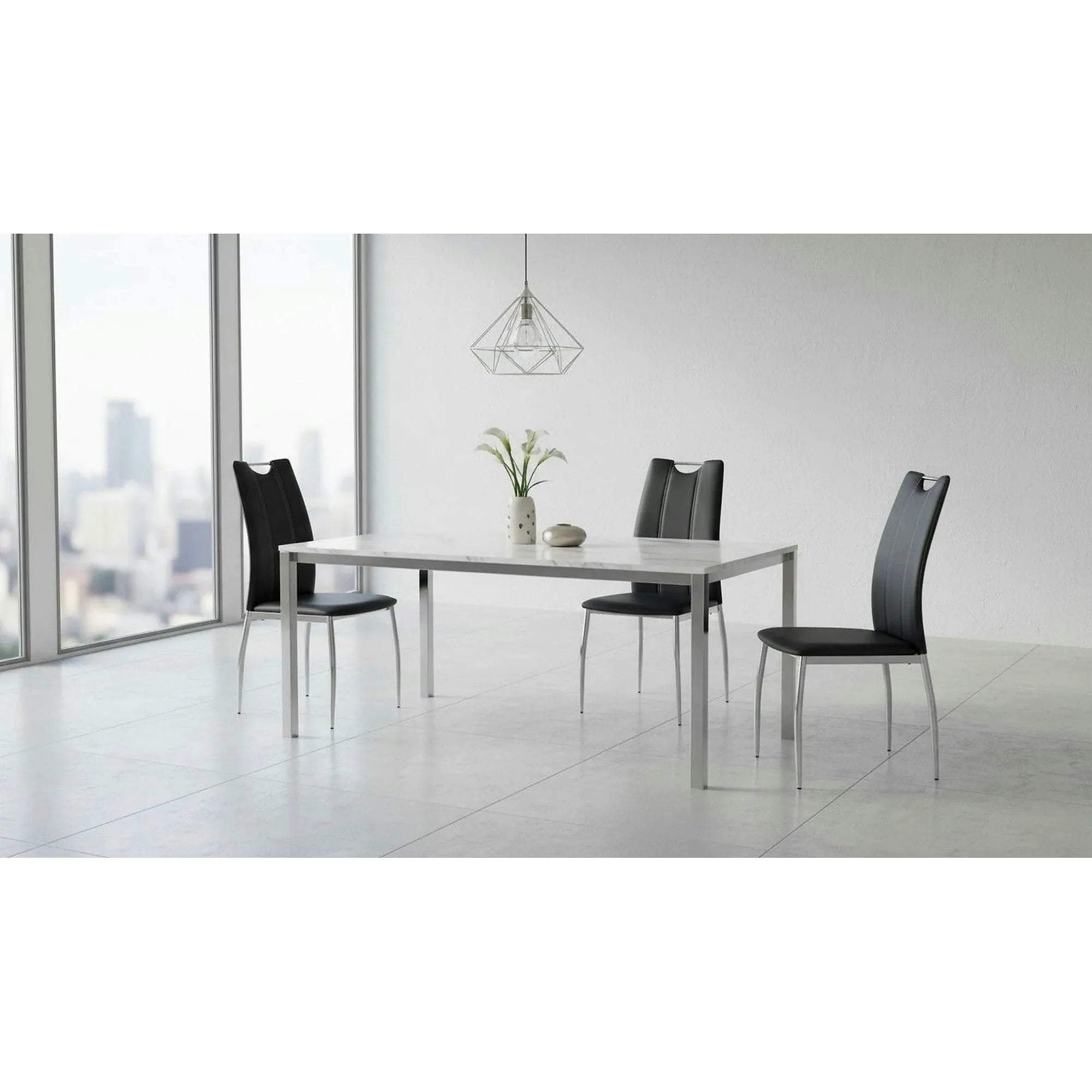 Scaun tapitat K187, negru/crom, piele ecologica/metal,  46x56x97 cm