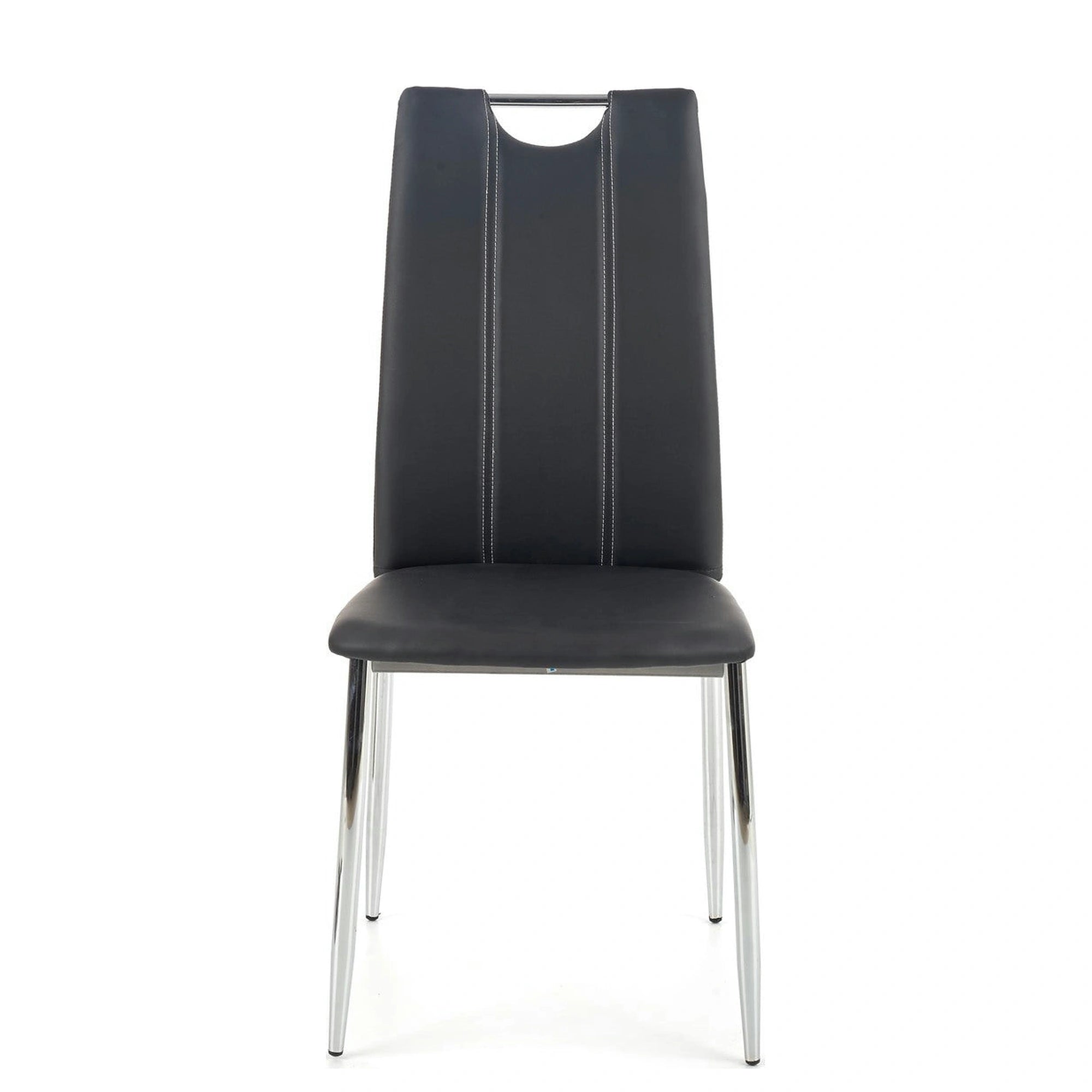 Scaun tapitat K187, negru/crom, piele ecologica/metal,  46x56x97 cm