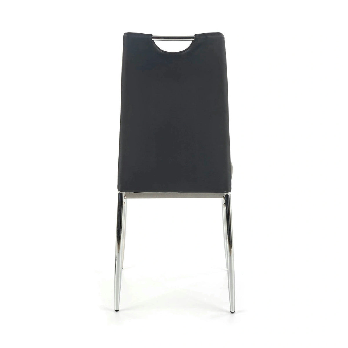 Scaun tapitat K187, negru/crom, piele ecologica/metal,  46x56x97 cm