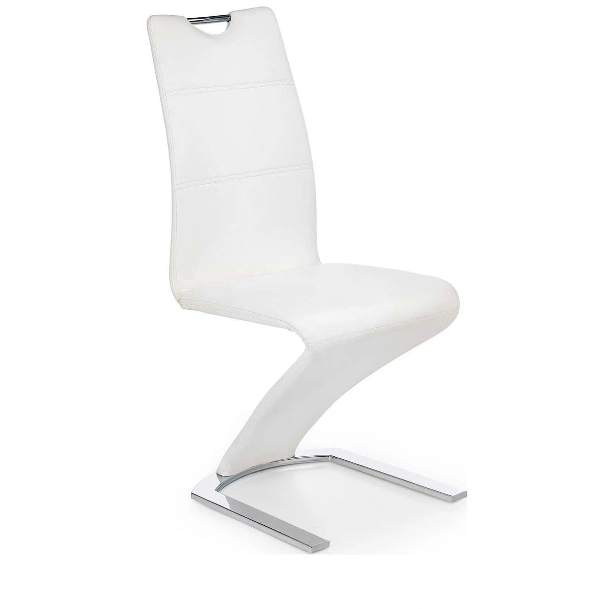 Scaun tapitat K188, alb/crom, piele ecologica/metal, 45X63X101 CM