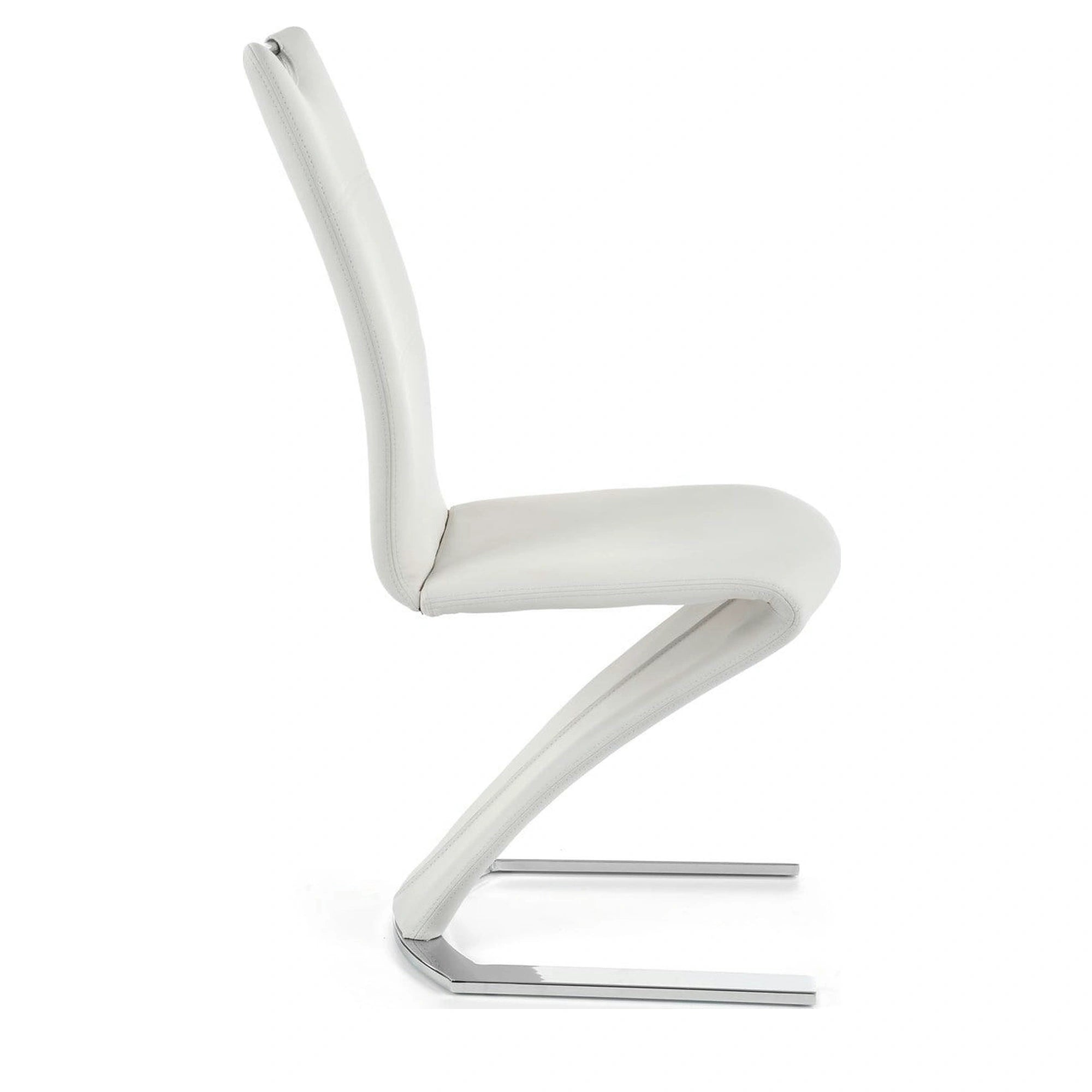 Scaun tapitat K188, alb/crom, piele ecologica/metal, 45X63X101 CM