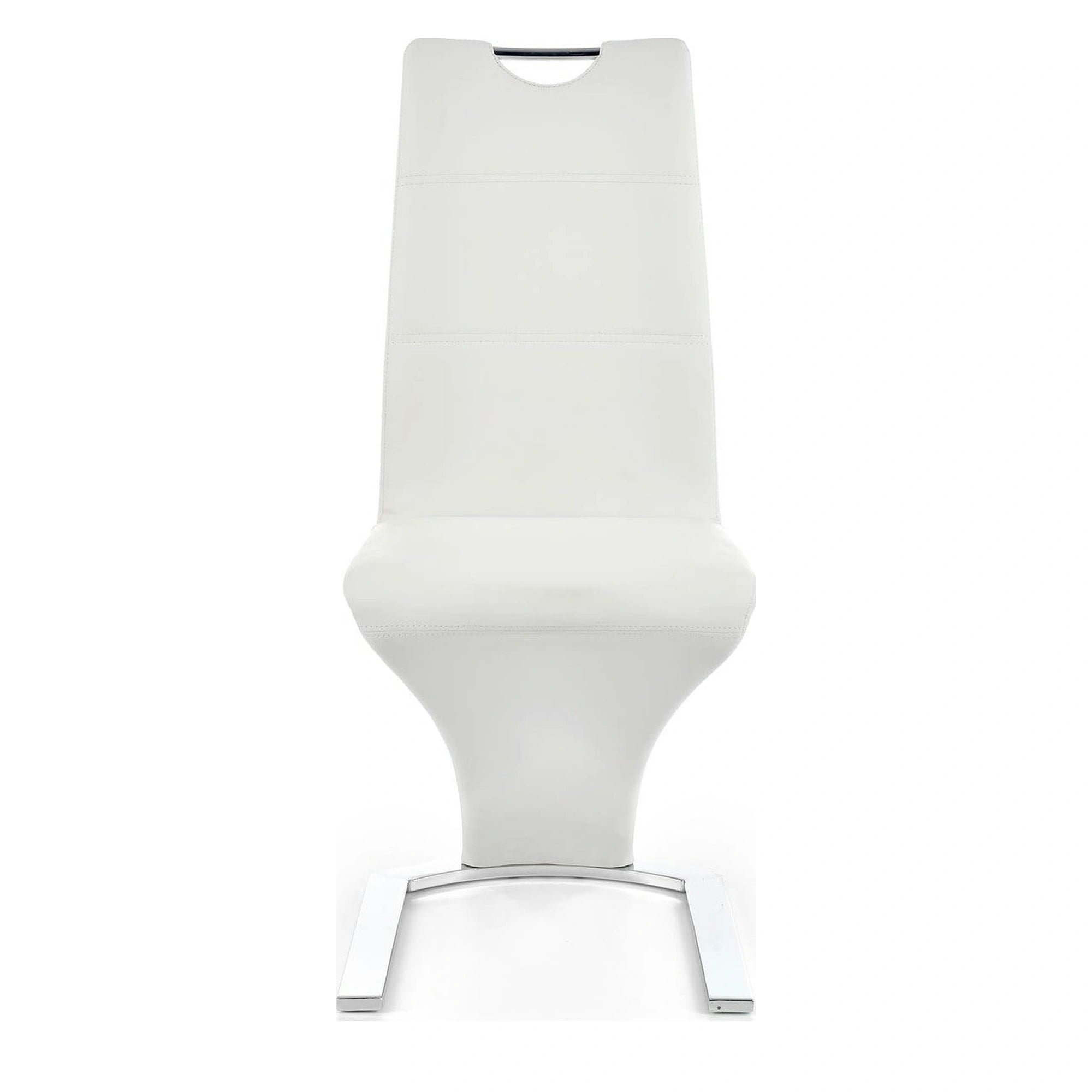Scaun tapitat K188, alb/crom, piele ecologica/metal, 45X63X101 CM