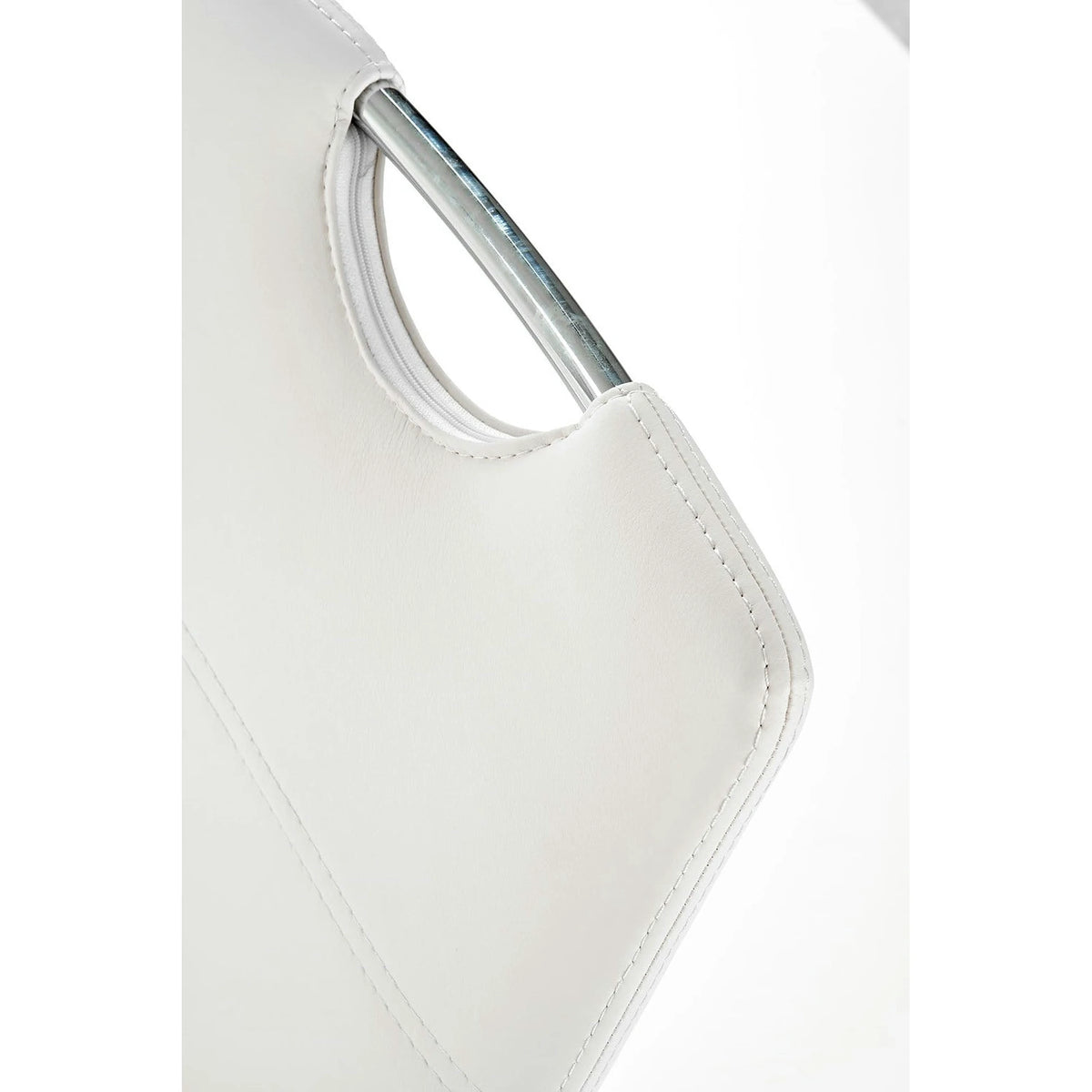 Scaun tapitat K188, alb/crom, piele ecologica/metal, 45X63X101 CM
